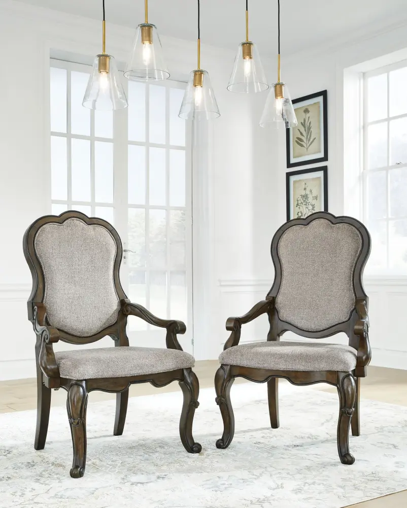 Maylee - Dining Upholstered Arm Chair (Set 2) - Dark Taupe