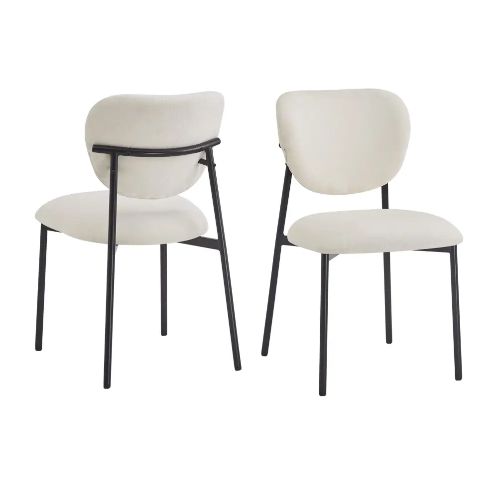Modern Upholstered Dining Chairs Metal Legs (Set 2) - Buff
