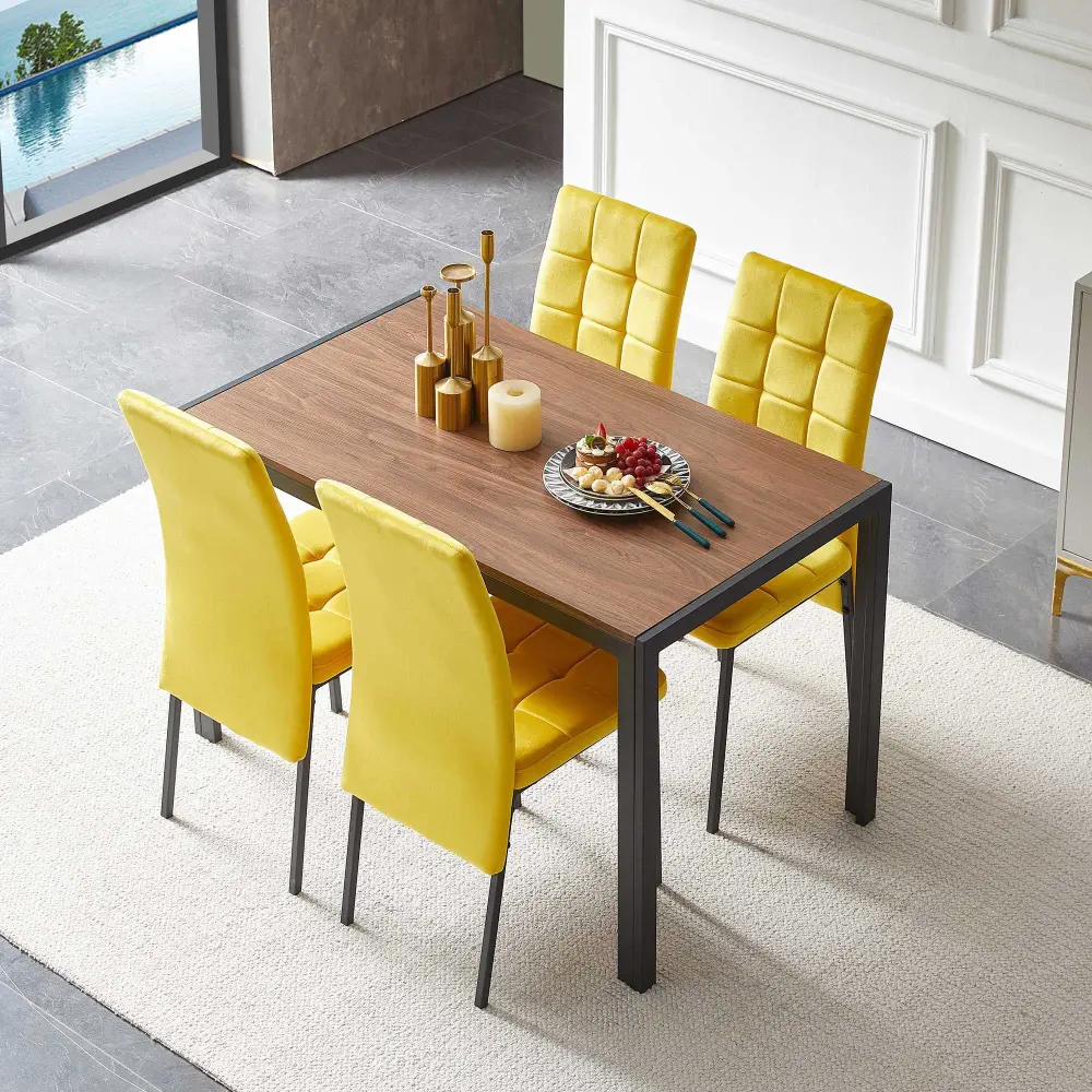 5 Piece Dining Adjust Including High Back Nordic Dining Chair & Creative Design Dining Table