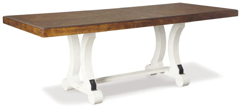 Adjustable Height Valebeck - Rectangular Dining Room Table - White / Chocolate