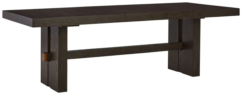 Burkhaus - Rectangular Dining Room Extension Table - Deep Brown Upholstered Chairs