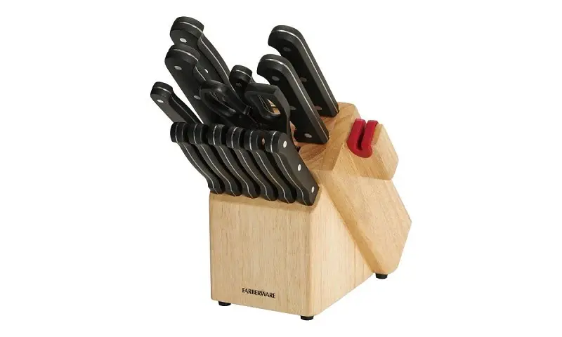 Precision Sharpened Farberware 5150388 Knife Set, 14-Piece, Plastic/Stainless Steel/Wood, Charcoal