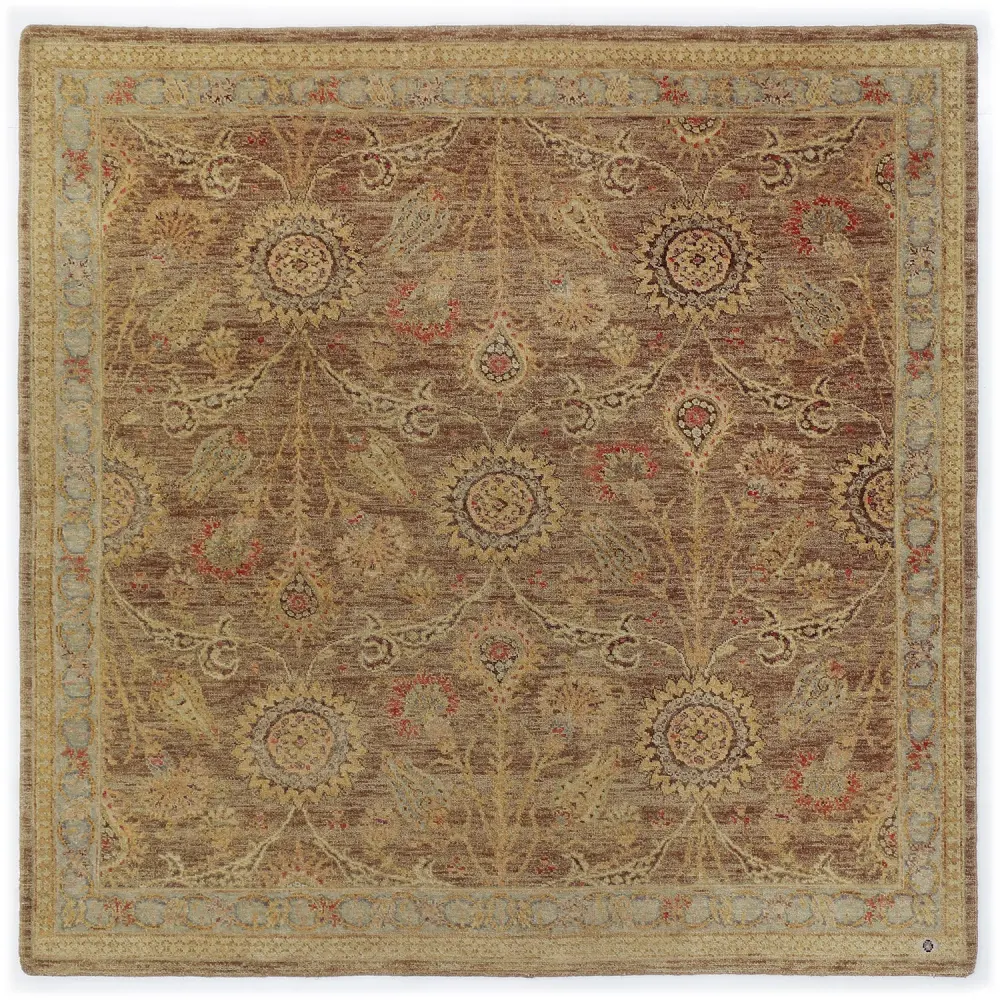 Brown Traditional Wool Rug - 5'9" x 5'11"