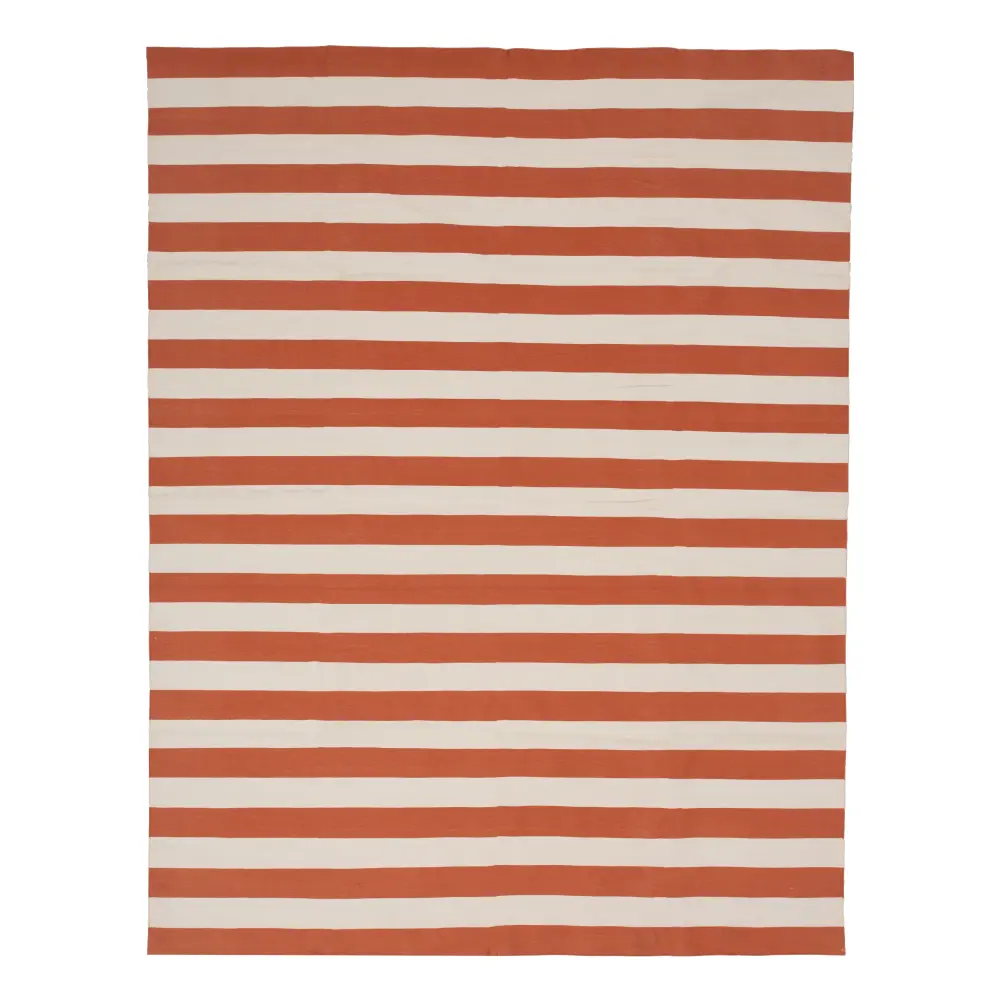 Orange Dhurrie Cotton Rug - 7'10" x 9'10"