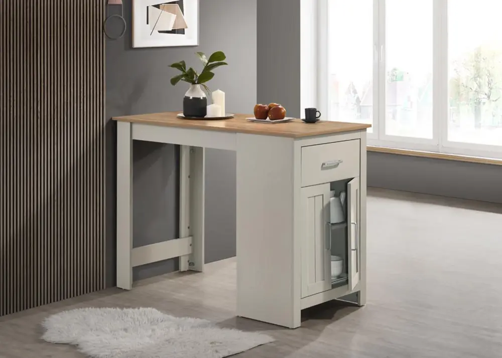 Alonzo - Small Space Counter Height Dining Table Cabinet And Drawer Storage