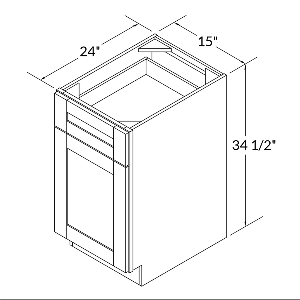 Base Kitchen Cabinet B15 Alpina Alabaster LessCare 15 . width 34.5 . height 24 . depth
