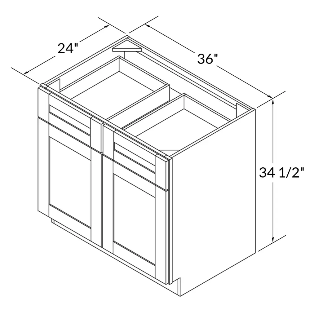 Base Kitchen Cabinet B36 Alpina Pearl LessCare 36 . width 34.5 . height 24 . depth