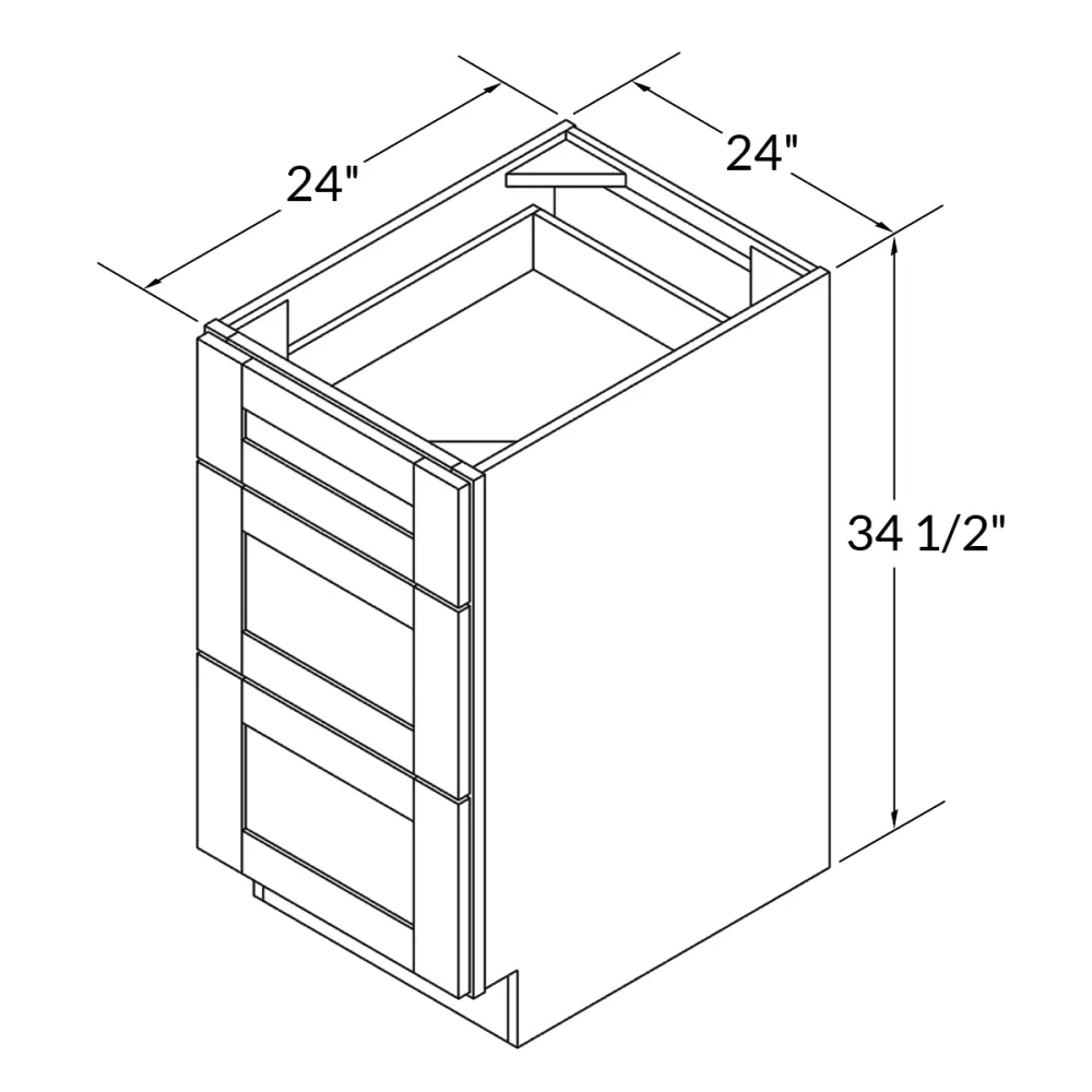 Drawer Base Kitchen Cabinet DB24 Alpina Snow LessCare 24 . width 34.5 . height 24 . depth