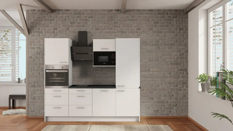 Multi-Function Cooker nobilia Mini kitchen Kassel 240 cm Alpine ivory matte Concrete slate gray electrical appliances