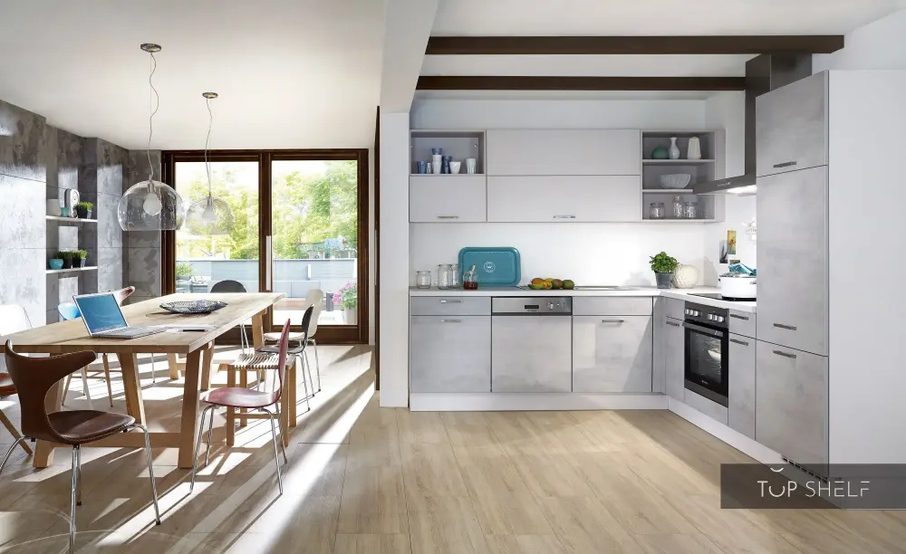 nobilia corner kitchen corner kitchen Riva 892 concrete ash 250 x 250 cm configurable -