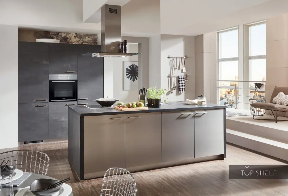 nobilia kitchen kitchen island Speed 288 charcoal concrete 250 + 180 cm configurable --