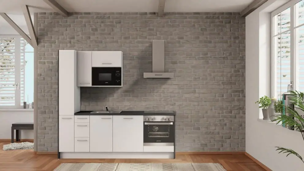 nobilia Mini kitchen Siegen 225 cm Alpine white matte Concrete slate gray __