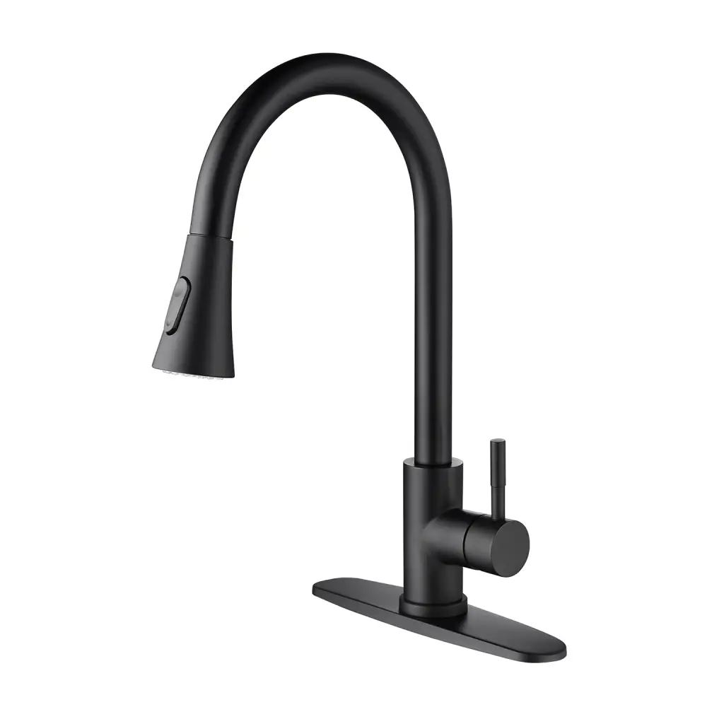 Pull Down One-only Handle Kitchen Sink Faucet 1/3 Hole Stainless Steel Matte Black Stream and Spray