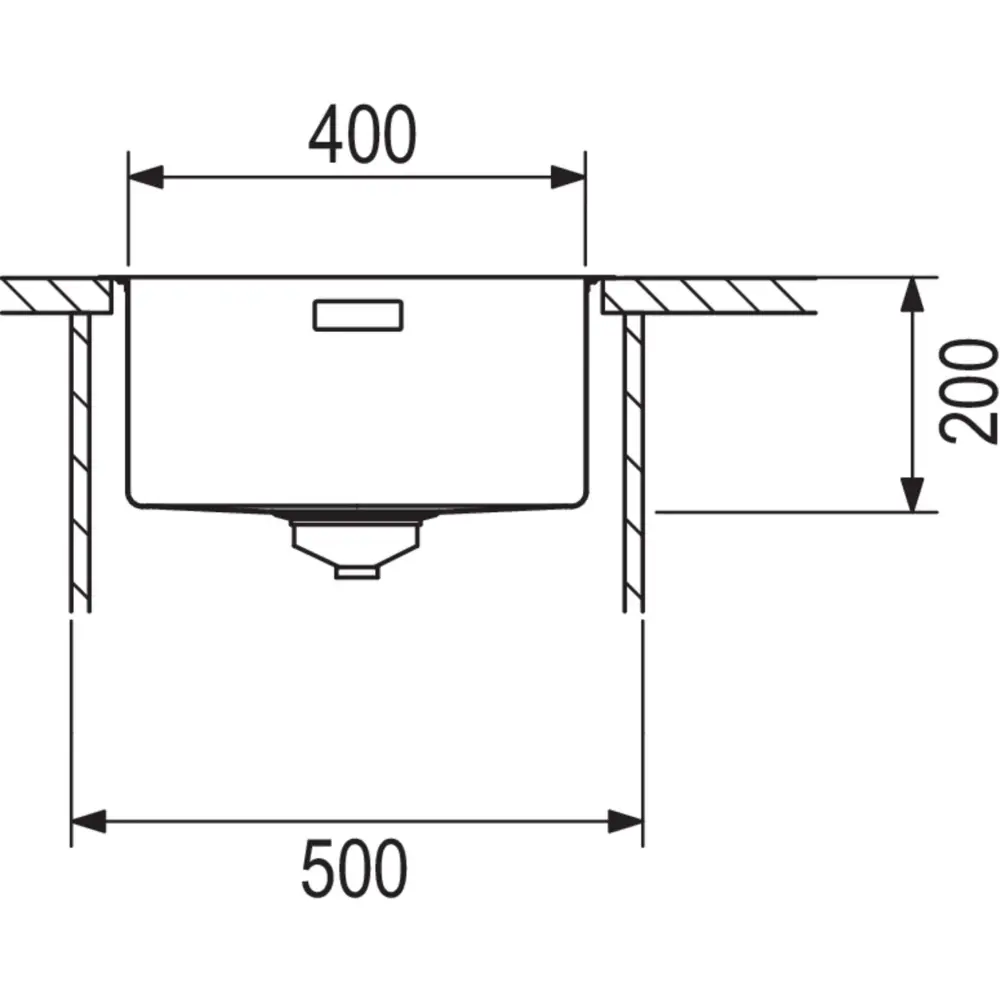 RODI: Built- sink BOX LUX 46, stainless hardened 87210 45 cm