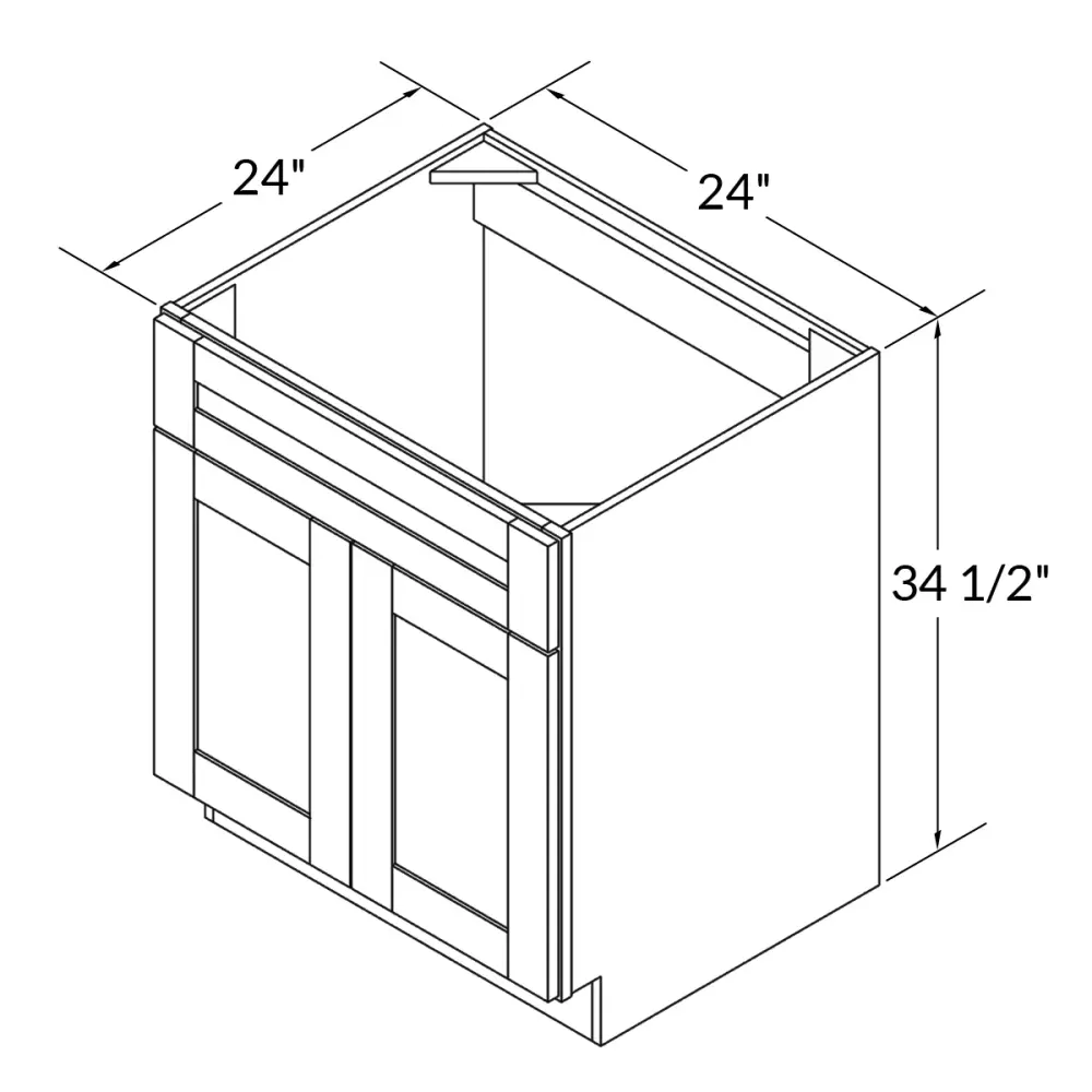 Sink Base Kitchen Cabinet SB24 Alpina Chalk LessCare 24 . width 34.5 . height 24 . depth