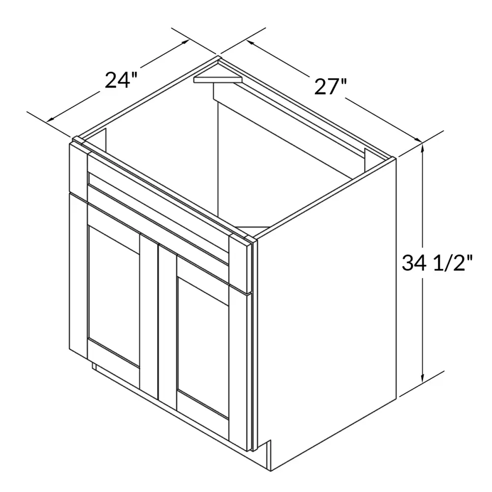 Sink Base Kitchen Cabinet SB27 Shaker Toffee LessCare 27 . width 34.5 . height 24 . depth