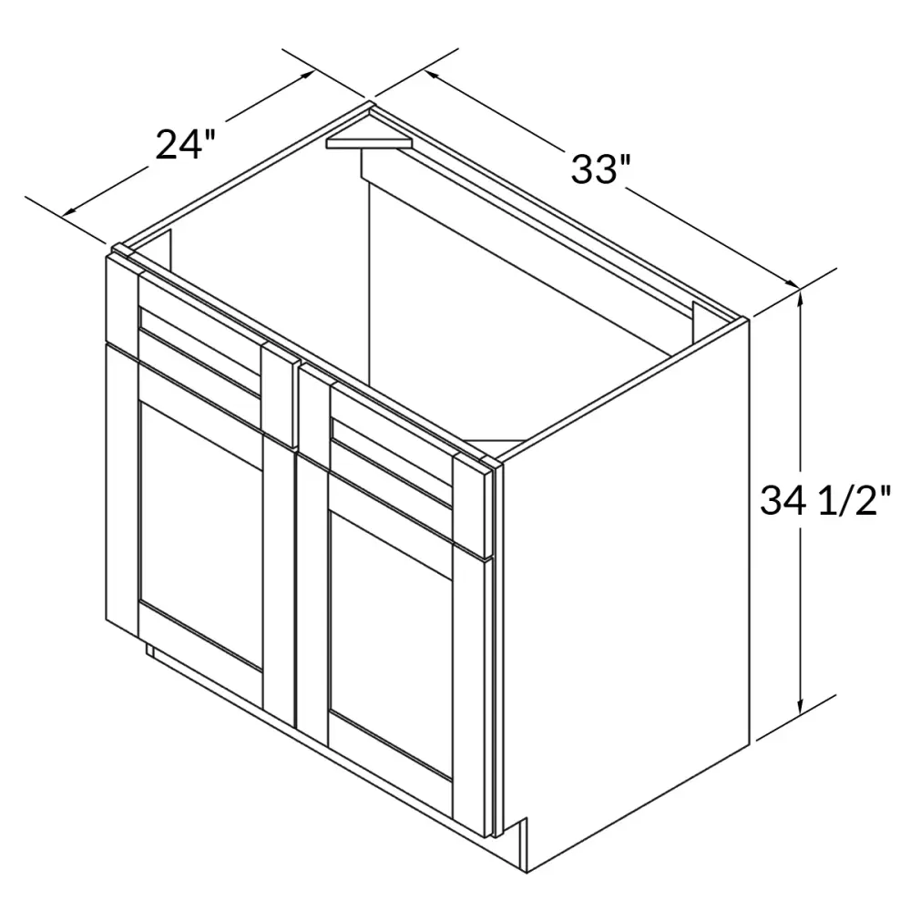Sink Base Kitchen Cabinet SB33 Alpina Snow LessCare 33 . width 34.5 . height 24 . depth