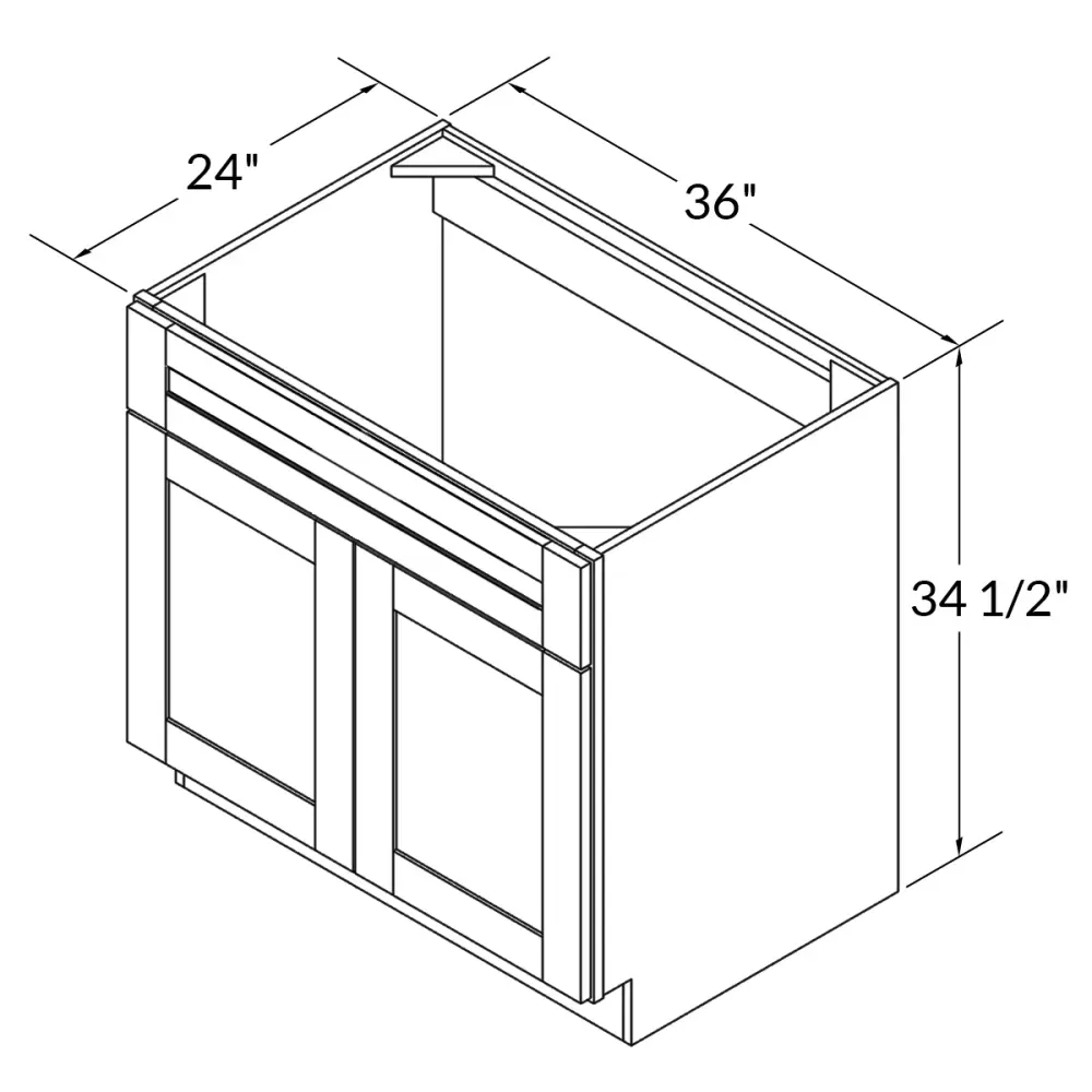 Sink Base Kitchen Cabinet SB36 Danbury Cobalt LessCare 36 . width 34.5 . height 24 . depth