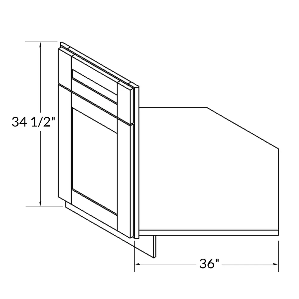 Sink Front Corner Base Kitchen Cabinet SFC36 Alpina Alabaster LessCare 34.5 . height 36 . depth