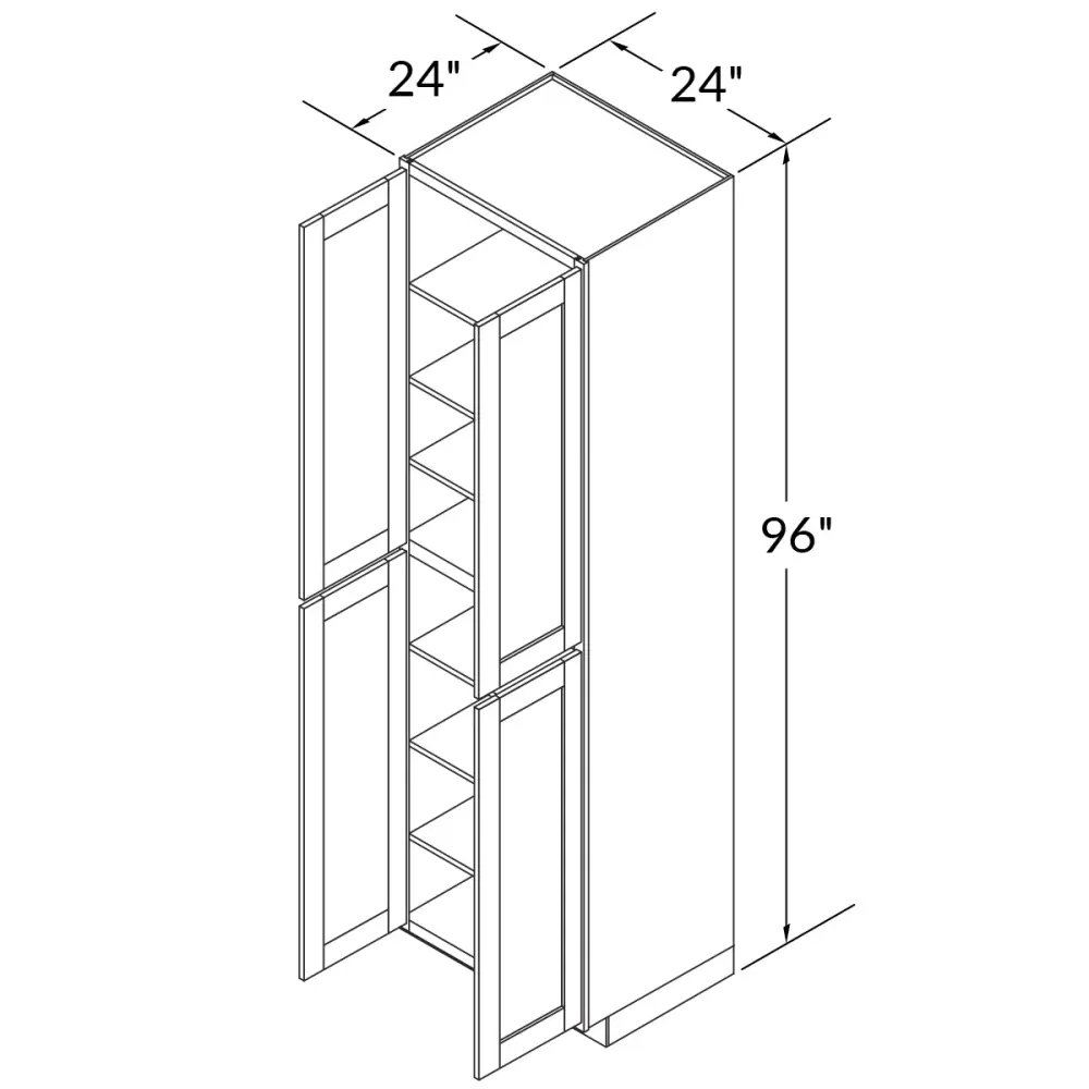 Utility Kitchen Cabinet U2496 Shaker Toffee LessCare 24 . width 96 . height 24 . depth