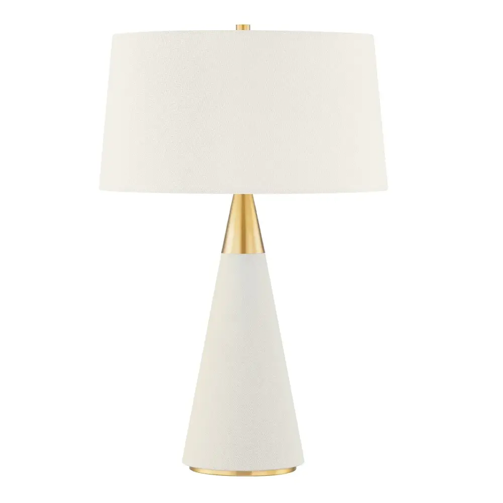 Jen 1 Light Table Lamp - Aged Brass & Cream Linen