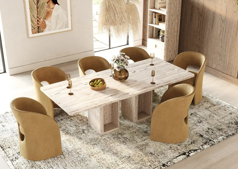 Nova Domus Roma - Today's Travertine Rectangular Dining Table | Machine Washable |