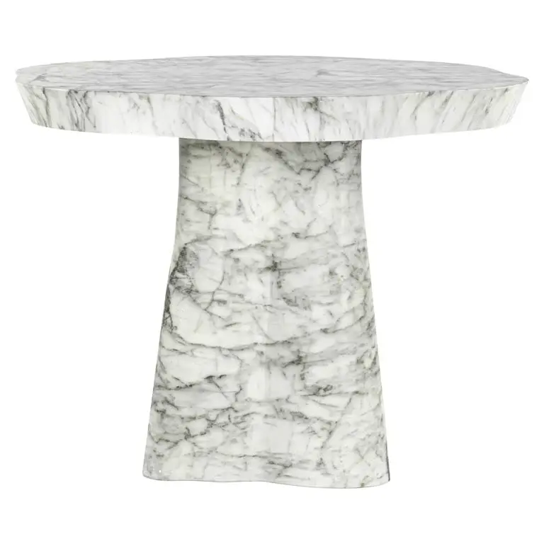 Rockyard Faux Marble Round Dining Table 140cm - Ivory