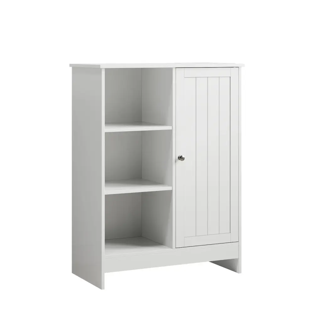 Classic Freestanding Bathroom And Kitchen Storage Cabinet Adjustable Shelves - Ivory