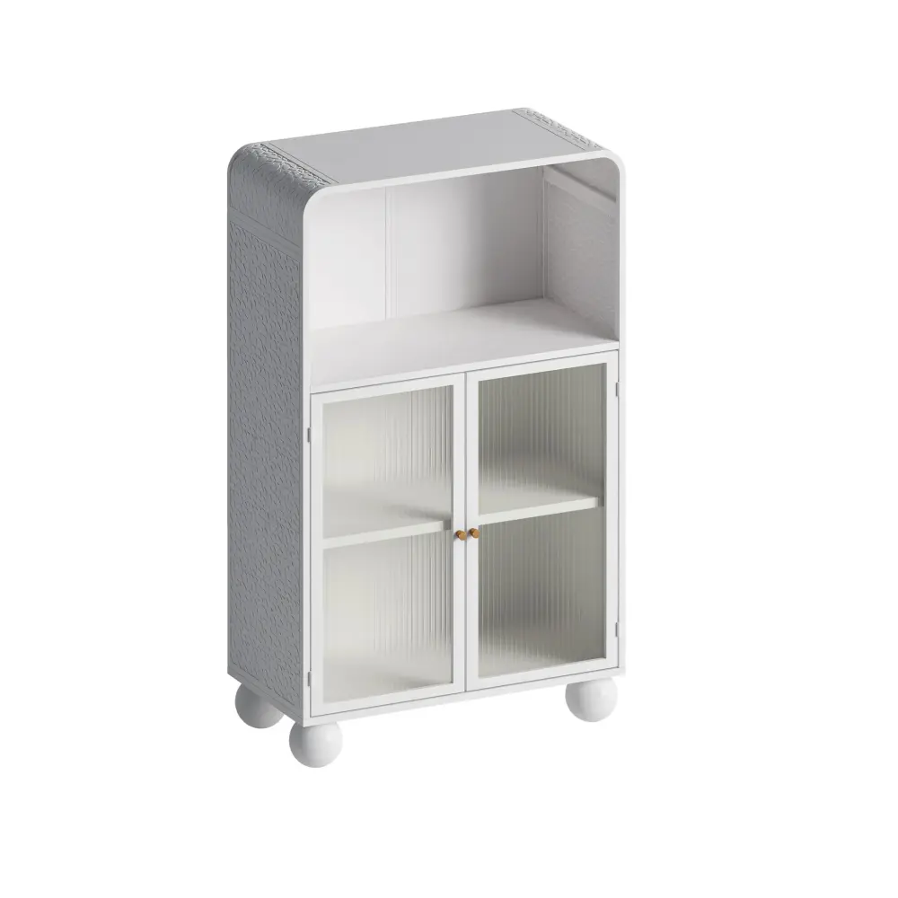 Storage Cabinet Shelves And Glass Door, Freestanding Organizer Bathroom - Snow