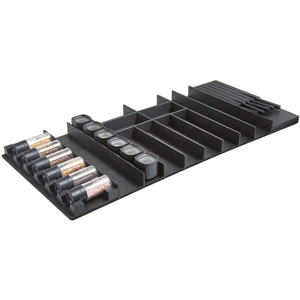 nobilia timber cutlery insert ash black knife block, storage containers and insert BE-MVGS90N 90 cm