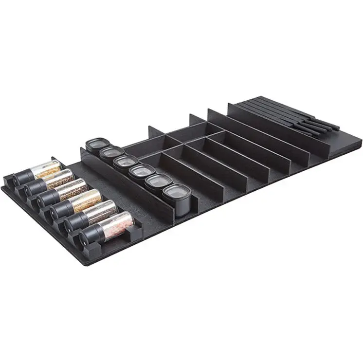 nobilia wooden cutlery insert ash black knife block, storage containers and insert BE-MVGS100N 100 cm