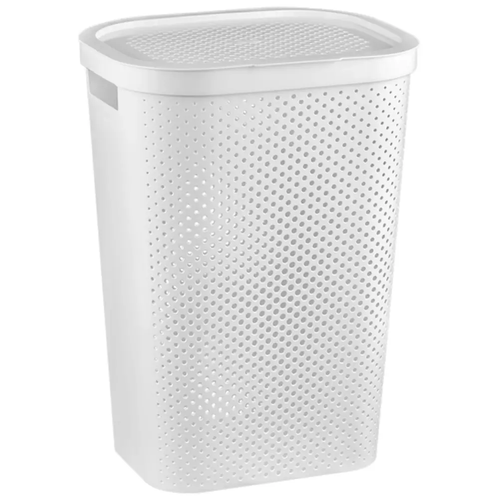 Curver 231007 Laundry Basket 60L Handle Lided Ventilated Well-built Scandinavian Style Big