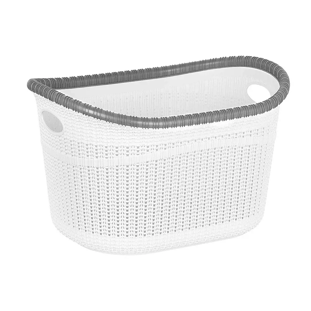 White Plastic Rectangular Laundry Basket, 24 L