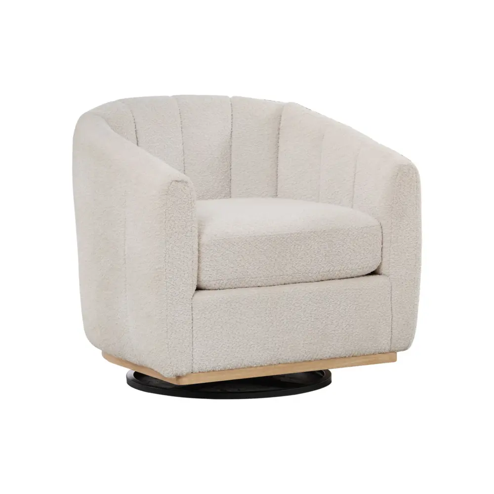 360 Degrees Spin Upholstered Barrel Armchair Living Room - Ivory