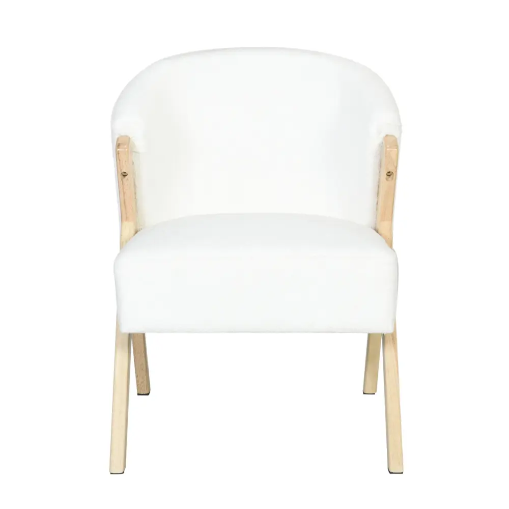 Modern Accent Chair Polyester Upholstery And Minimalist Lounge Chair Living Room, Bedroom, Or Office - White
