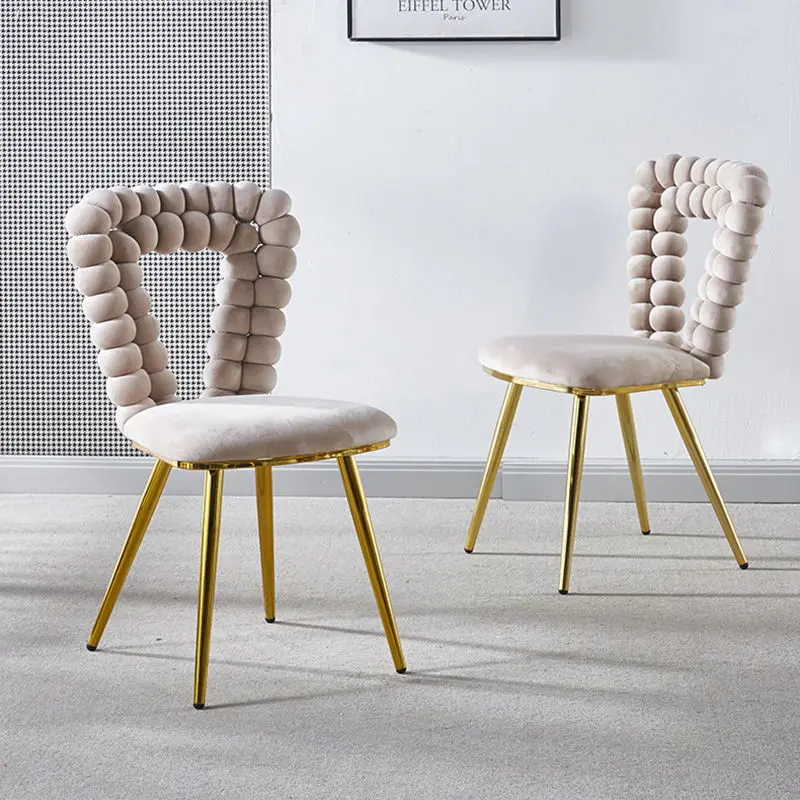 Modern Chair Iron Tube Legs, Smooth Cushions And Comfortable Backrest, Suitable Dining Room, Living Room, Cafe, Hairball Back