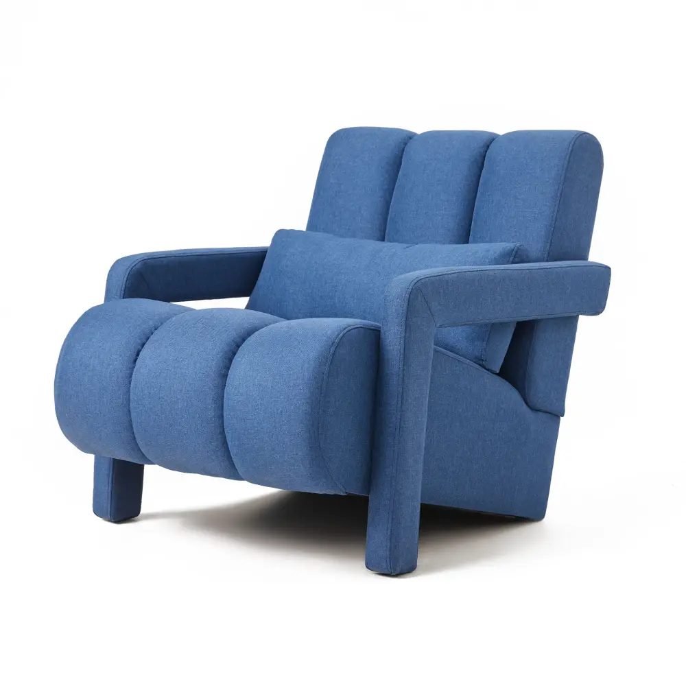 Modern Upholstered Accent Chair, Comfortable Fabric Pillow Living Room