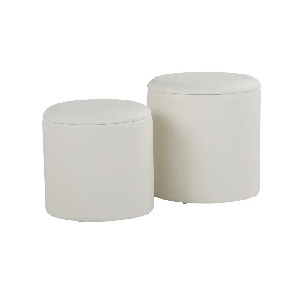 Maverick - Contemporary Nesting Ottoman Place - Cream