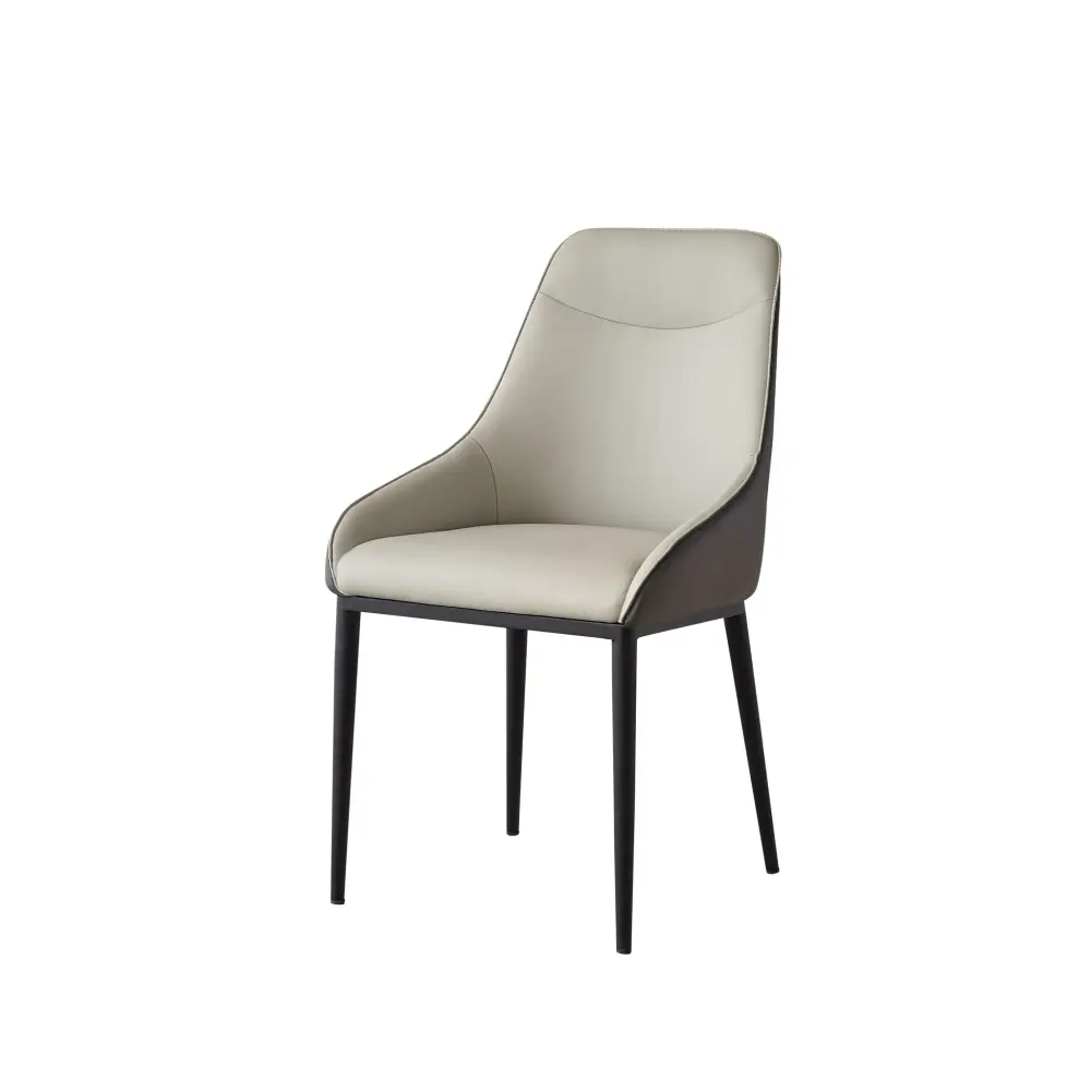 Modern Dining Chair Set Upholstered Seats Steel Metal Legs 2 Tone Contemporary Kitchen Living Room Furniture adjust 2) - B...