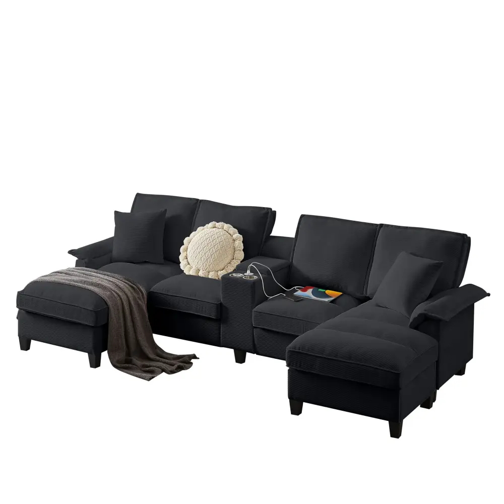 Modern U-Shaped Sectional Sofa Bed Storage