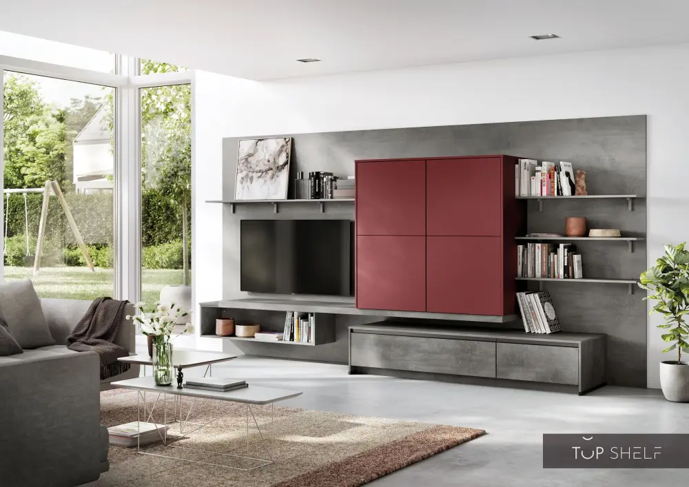 nobilia living wall lowboards living room set 378 cm EASYTOUCH 963 rust cherry ultramatt