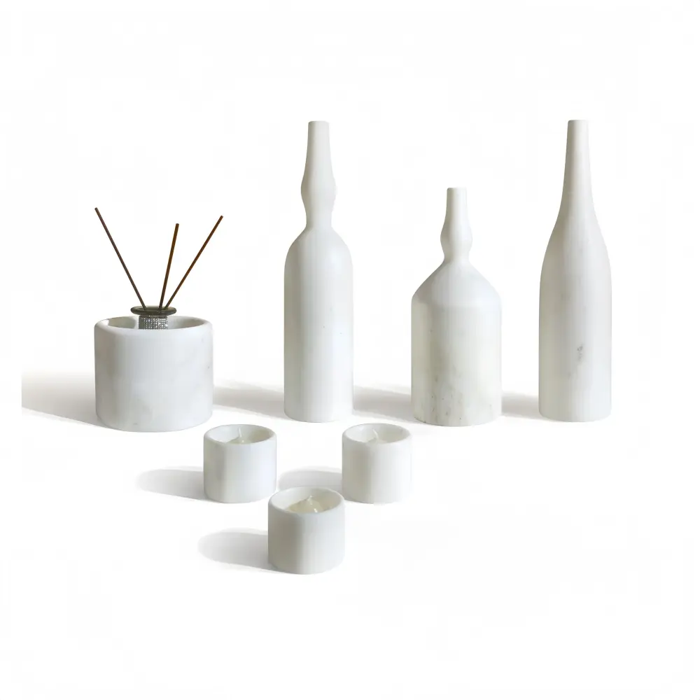 7 Pieces Luxury Natural Marble Living Room Accessories Place