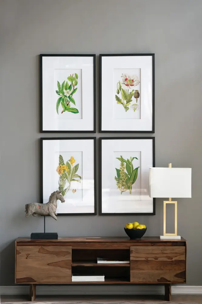 Reclining Sectional Botanical Flower Wall Art, Home Decor Living Room Dining Room, Bedroom, Hallway place 4) - White / Blue