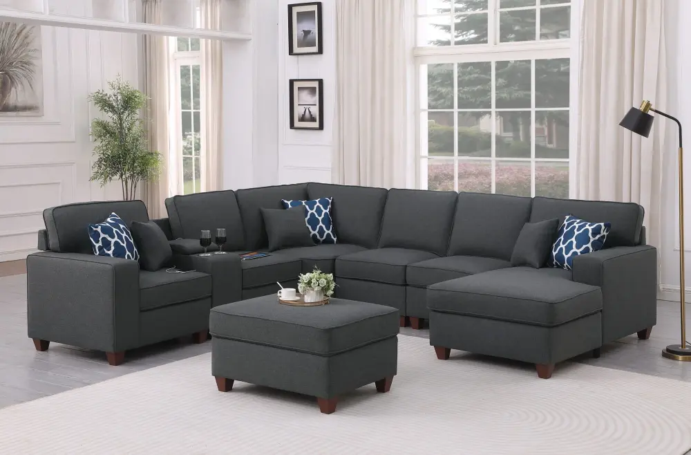 Tina - 8 Piece Upholstered Sectional Ottoman