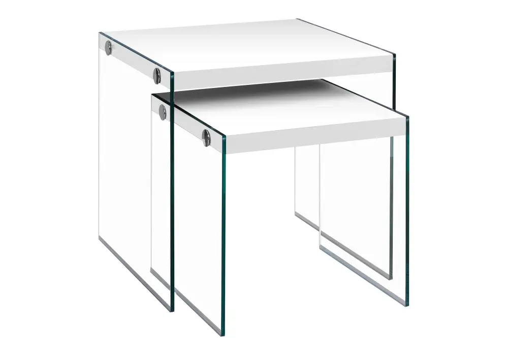Accent Nesting Table Glass-like Tempered Glass Living Room (Set 2)