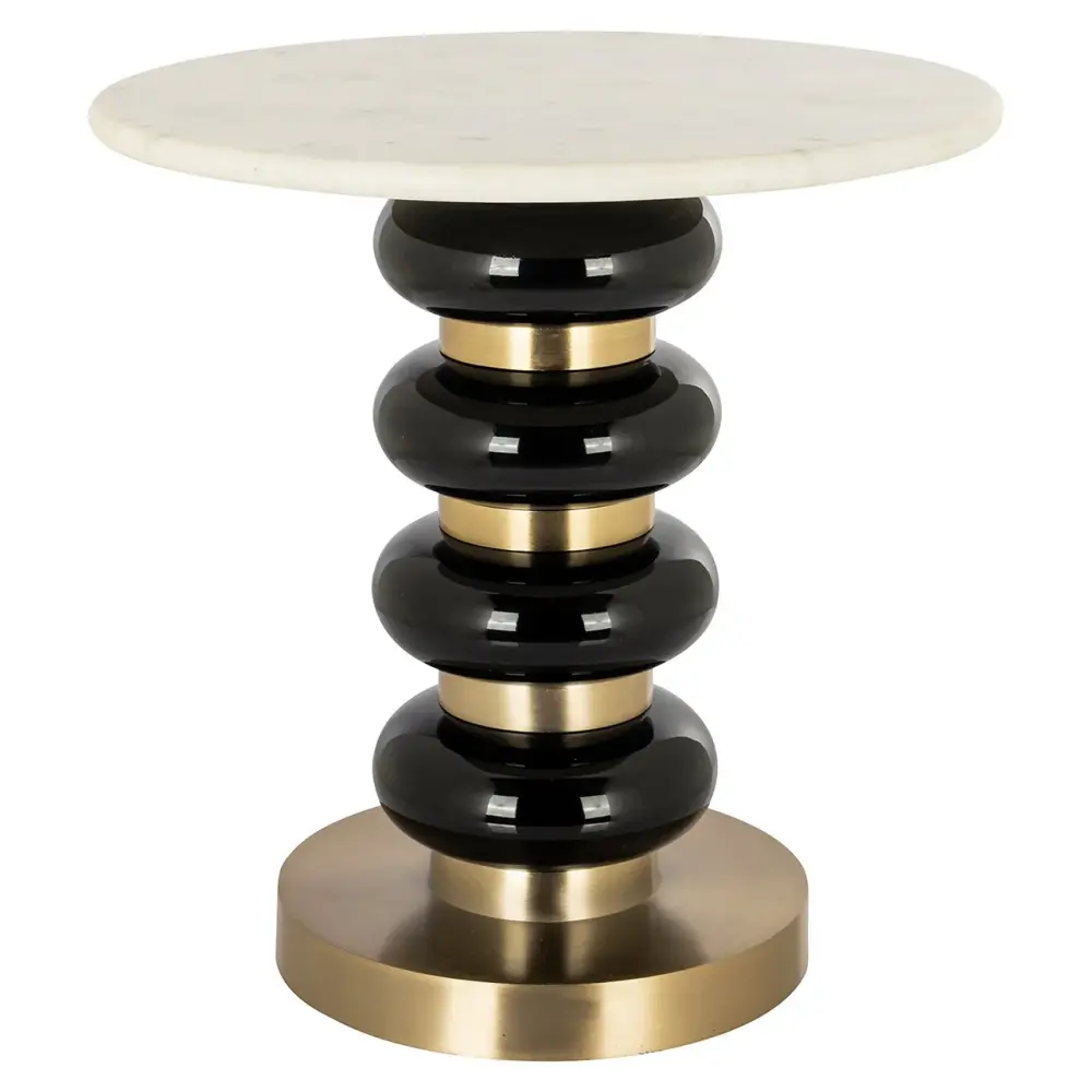 Boann Marble Round End Table - Ebony
