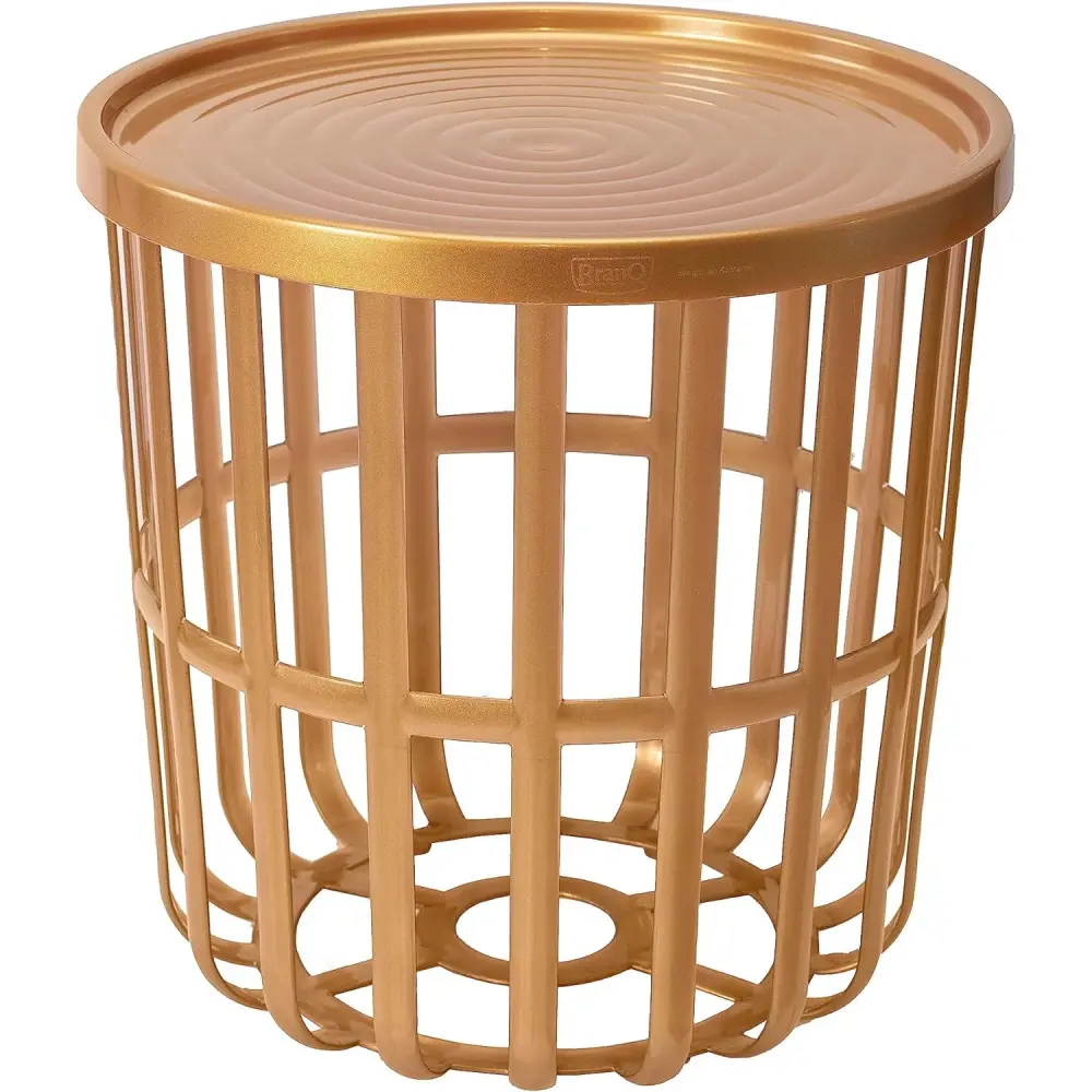 Branq Round Coffee Table Storage Basket 40 x 40 x 40 cm Golden