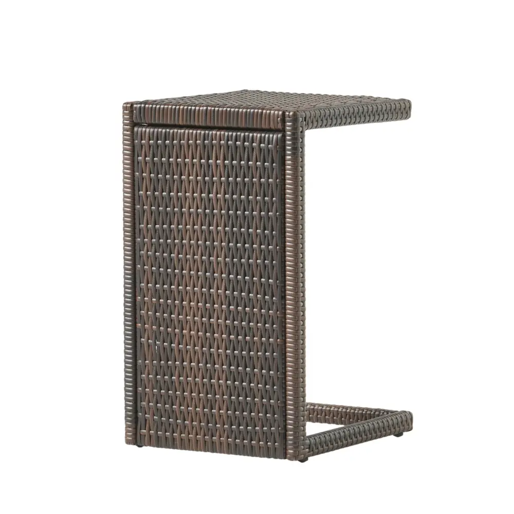 Bucharest - End Table C Shaped Side Table Rattan - Chocolate