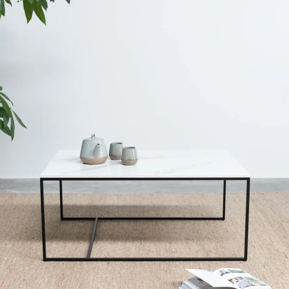 Ceramic Coffee table - Miles - Calacatta Alabaster Ceramic - 90x60x40cm
