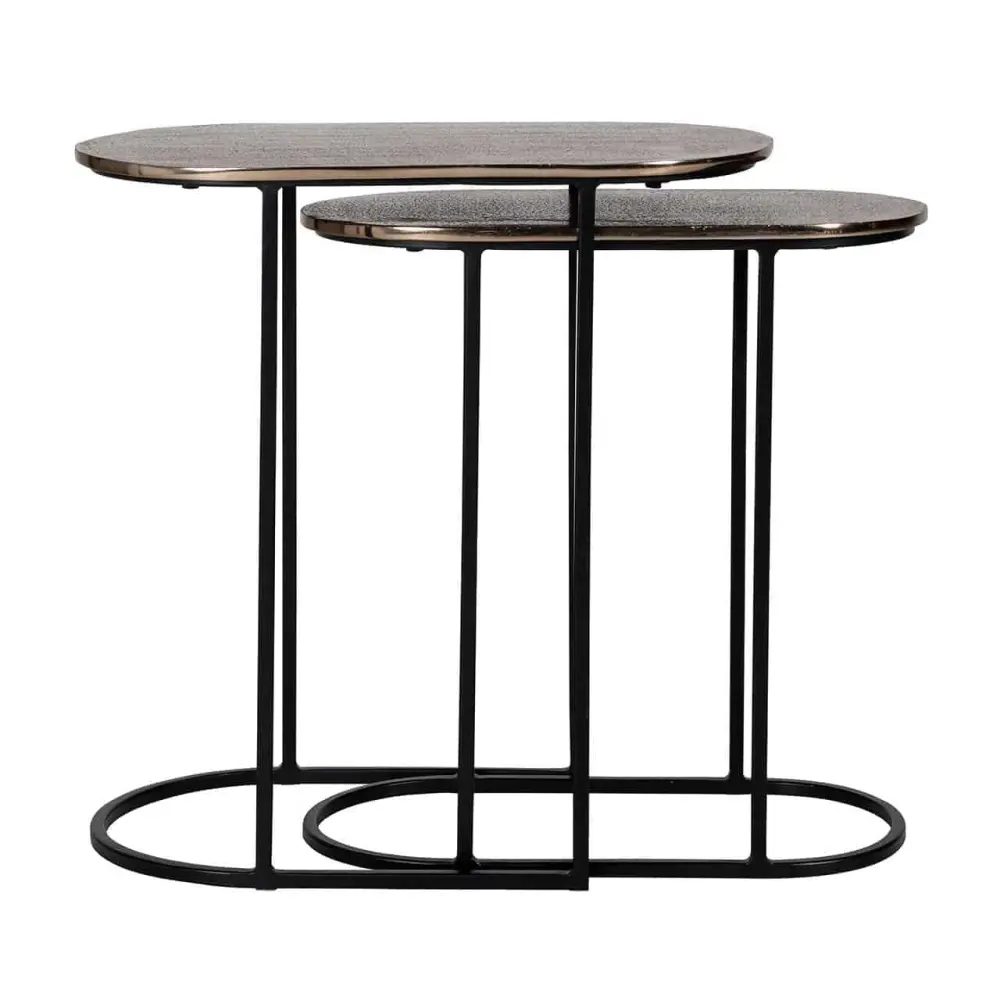 Chandon Nest Table - Champagne Gold & Onyx